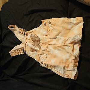 3T peach butterfly overalls